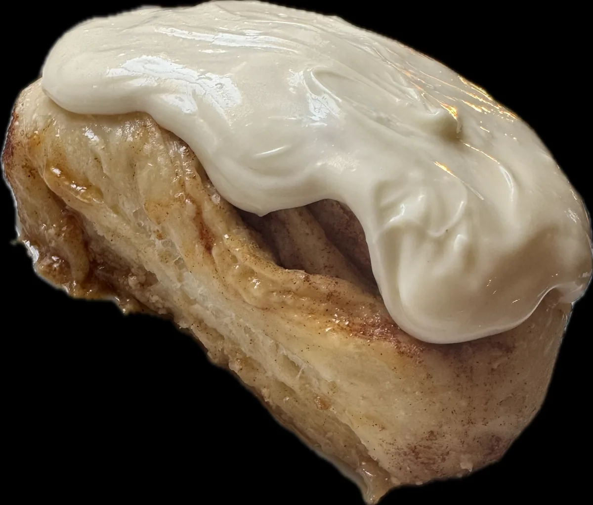 A PinCH sourdough cinnamon roll with homemade frosting